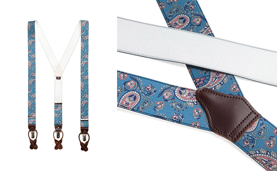 Выбор подтяжек рисунок пейсли голубой