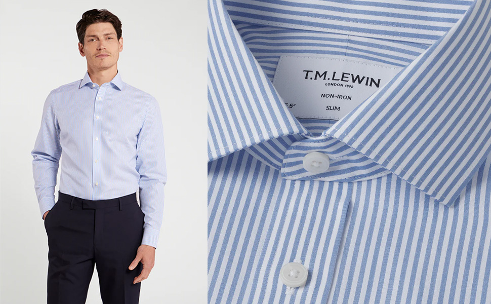 Бренд T.M.Lewin Non-Iron Poplin Stripe Shirt