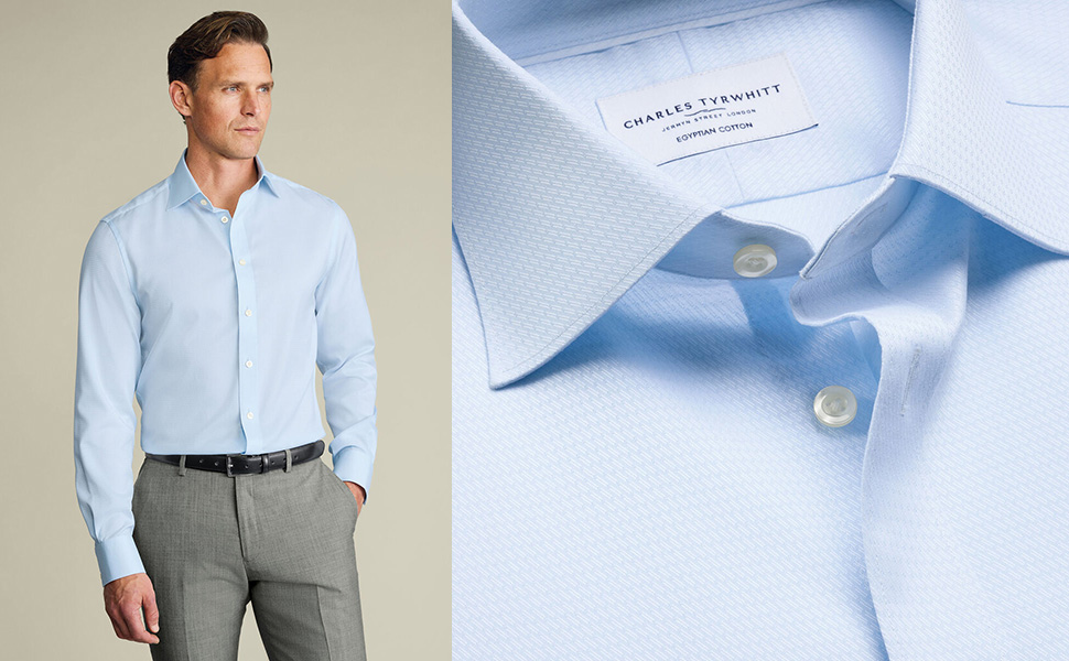 Сharles Tyrwhitt рубашка Luxury Texture Shirt Light Blue