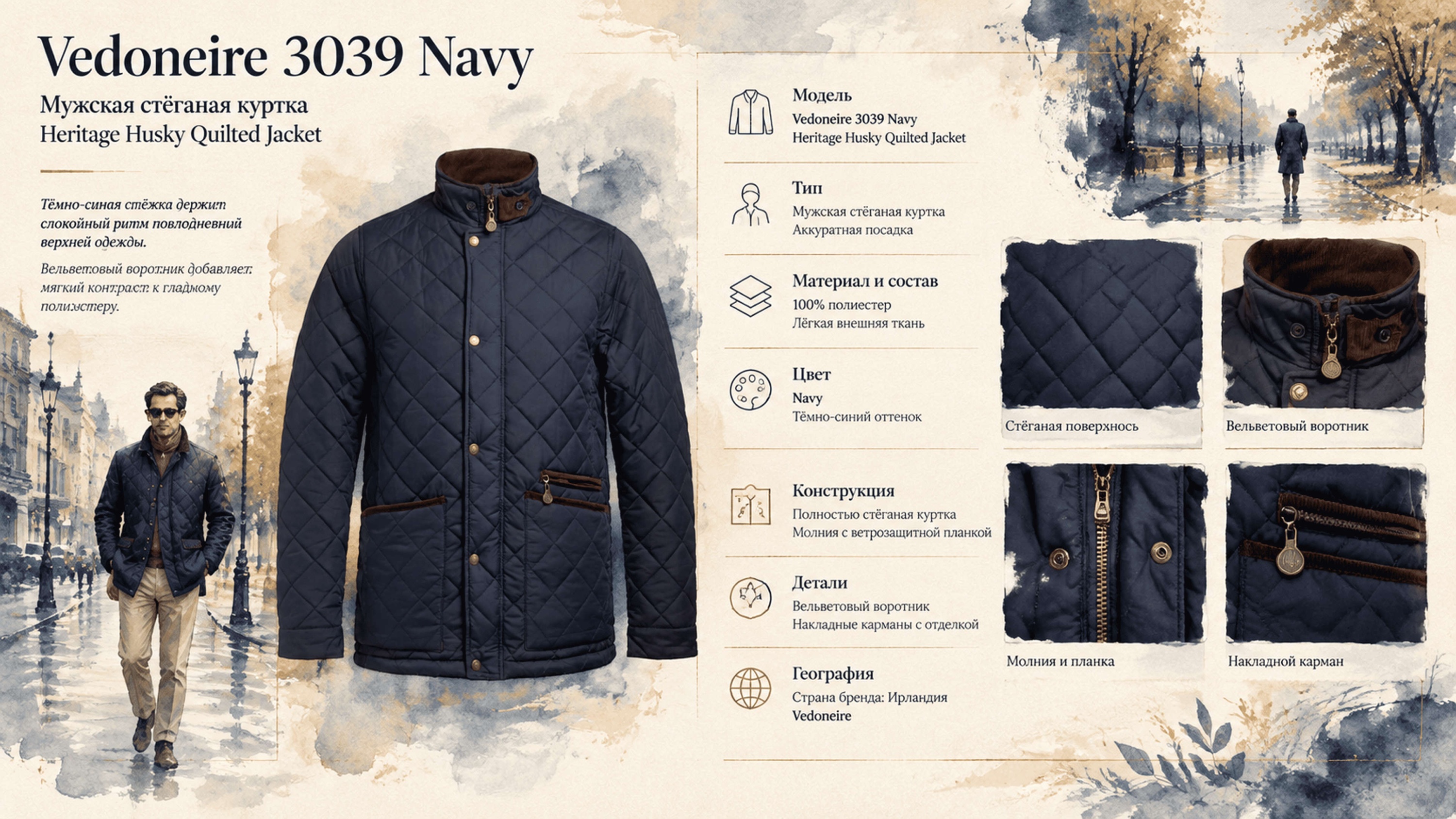 Инфографика Куртка Vedoneire 3039 Navy