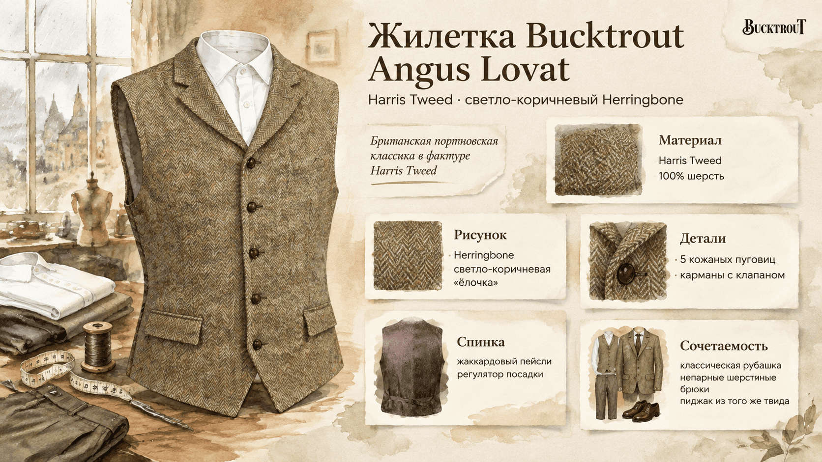 Инфографика Жилет Angus Lovat
