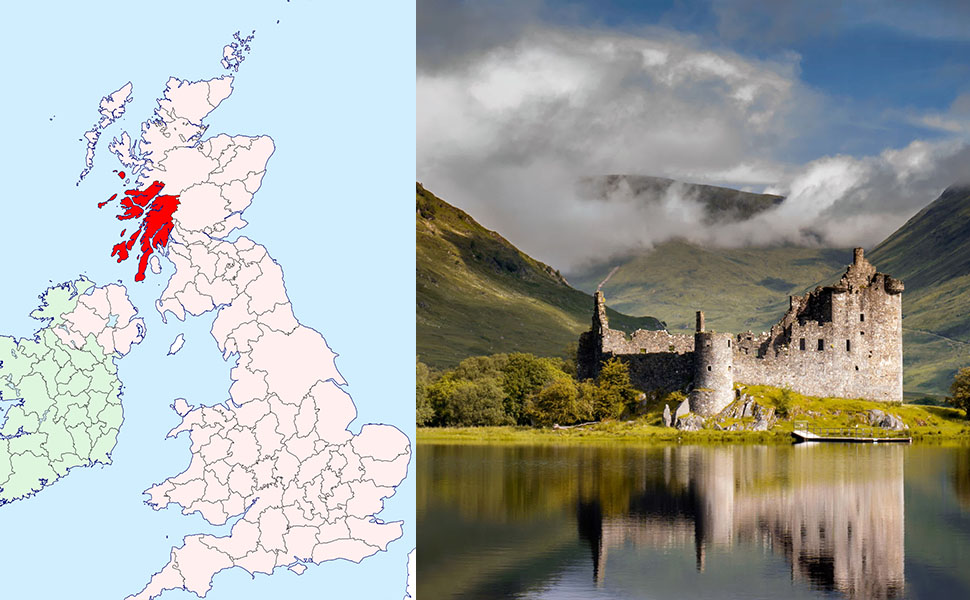 Родина рисунка аргайл на карте Шотландии