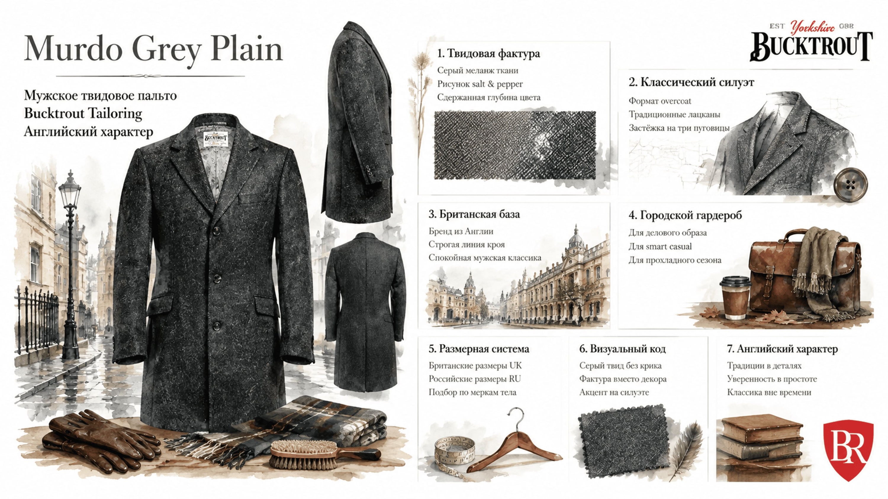 Инфографика Пальто Murdo Grey Plain