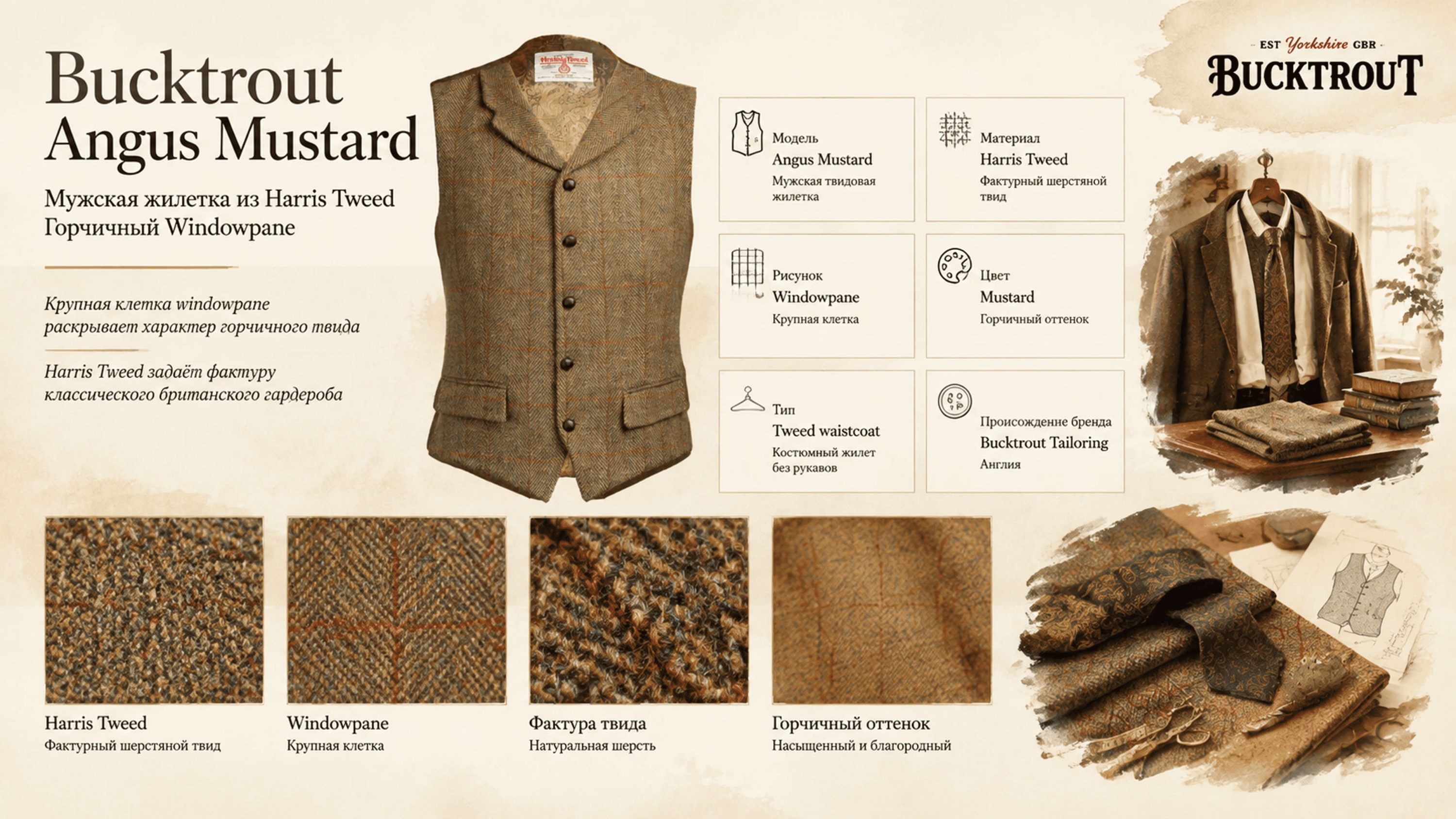 Инфографика Жилет Angus Mustard