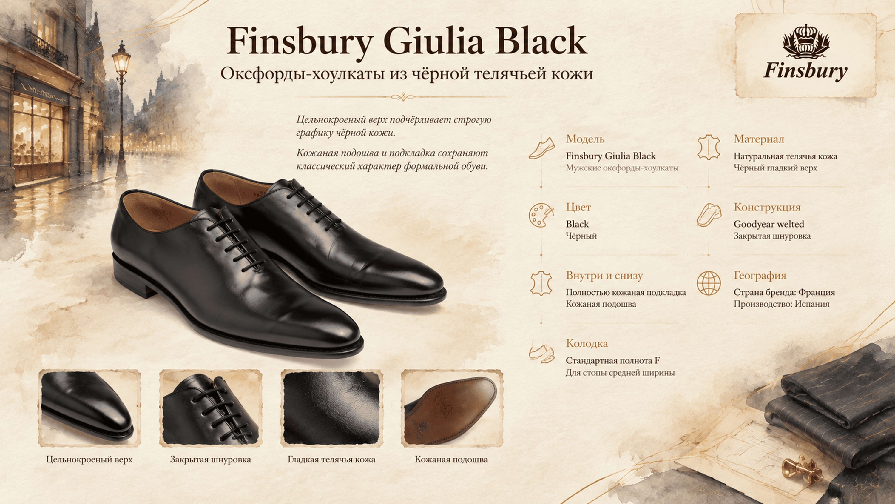 Инфографика Оксфорды Finsbury Giulia Black