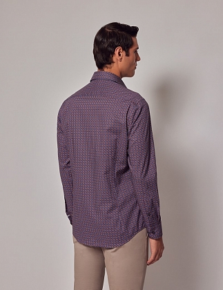 4Картинка Рубашка Hawes & Curtis Piccadilly Burgundy & Blue Micro-Chain Slim Shirt