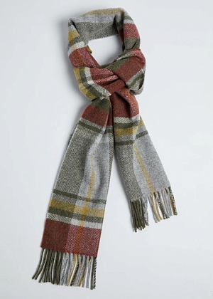 2Картинка Foxford Rust and Green Tartan Lambswool Scarf