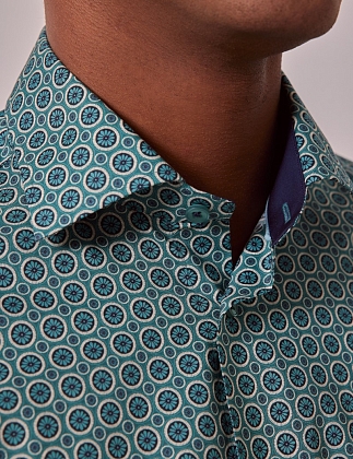 5Картинка Рубашка Brandon Green & Cream Geometric Slim Shirt