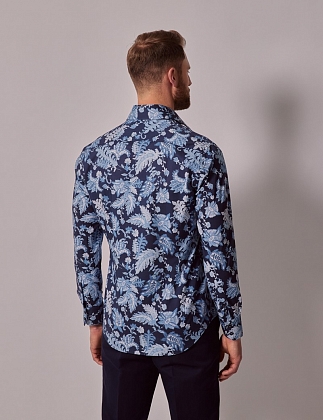 4Картинка Рубашка Brandon Navy & Blue Modern Paisley Slim Shirt — Mid-Collar