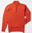 Osborne Lambswool Large Cable Butonned Mock Neck Ember