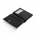 Pourchet LUXEMBO Cowhide Leather Bifold Card Holder & Coin Zip Pouch Black