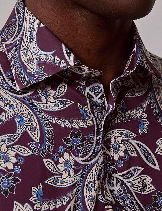 5Картинка Рубашка Hawes & Curtis Piccadilly Purple & Cream Floral Paisley Slim Shirt