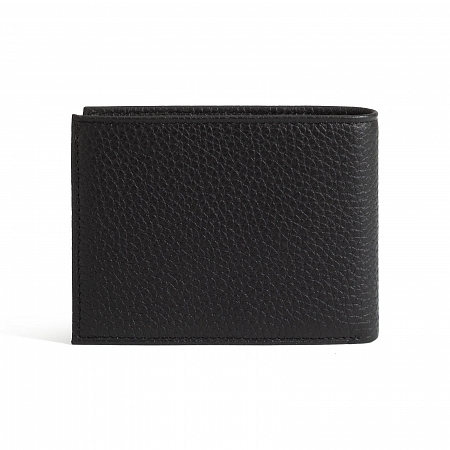 Pourchet ETHAN Cowhide Leather Double Billfold-Trifold-Coin Zip Case Black