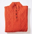 Osborne Lambswool Large Cable Butonned Mock Neck Ember