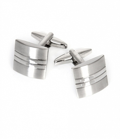 Hawes & Curtis Silver Brushed Stripe Square Cufflinks