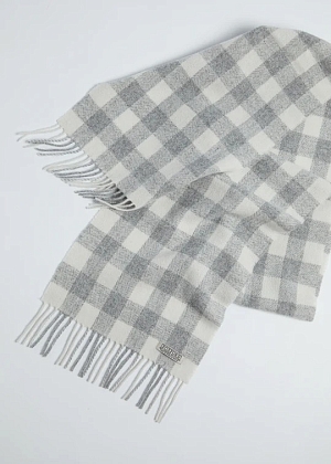 3Картинка Foxford Grey & White Check Lambswool Scarf