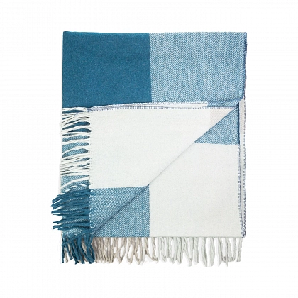 3Картинка Плед Herritage of Scotland Block Check Herringbone Knee Natural Teal
