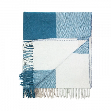 Herritage of Scotland Block Check Herringbone Knee Natural Teal