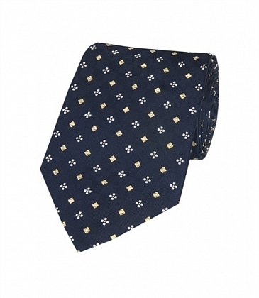 2Картинка Галстук Hawes & Curtis Navy and Yellow Neat Squares Tie