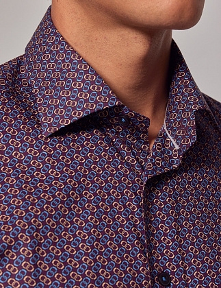 5Картинка Рубашка Hawes & Curtis Piccadilly Burgundy & Blue Micro-Chain Slim Shirt