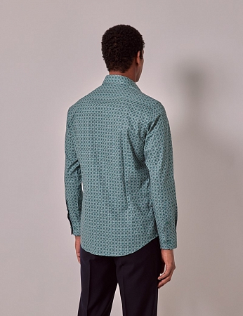 Hawes & Curtis Brandon Green & Cream Geometric Slim Shirt