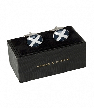 3Картинка Запонки Hawes & Curtis Navy and White Scottish Cross Cufflinks