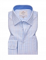 Hawes&Curtis Non Iron Blue & White Grid Check Fitted Slim Shirt