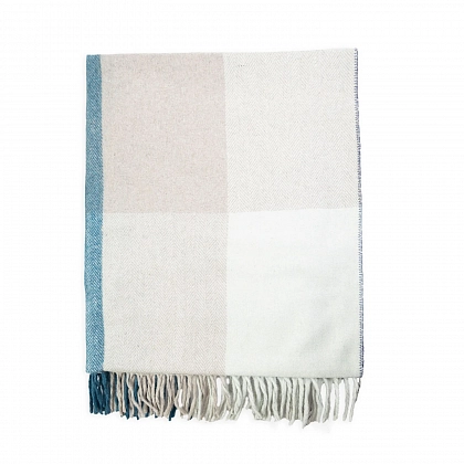 4Картинка Плед Herritage of Scotland Block Check Herringbone Knee Natural Teal