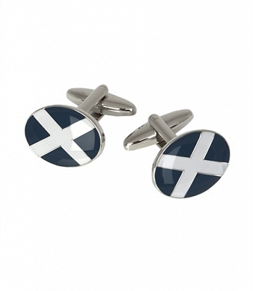2Картинка Запонки Hawes & Curtis Navy and White Scottish Cross Cufflinks