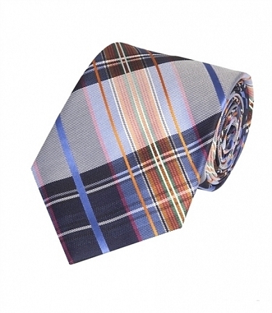 Hawes & Curtis Blue and Orange Check Tie