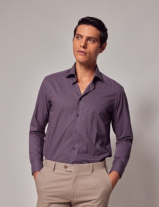 3Картинка Рубашка Hawes & Curtis Piccadilly Burgundy & Blue Micro-Chain Slim Shirt
