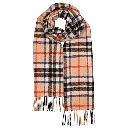 2Картинка Lochcarron Darwin Thomson Camel Modern Luxury Oversized Tartan Lambswool Scarf