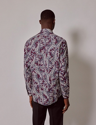 4Картинка Рубашка Hawes & Curtis Piccadilly Purple & Cream Floral Paisley Slim Shirt