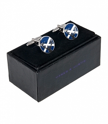 3Картинка Запонки Hawes & Curtis Navy and White Scottish Flag Whis Stag Cufflinks