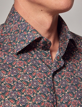 5Картинка Рубашка Brandon Navy & Blue Modern Paisley Slim Shirt — Mid-Collar