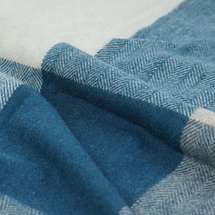 4Картинка Плед Herritage of Scotland Block Check Herringbone Natural Teal