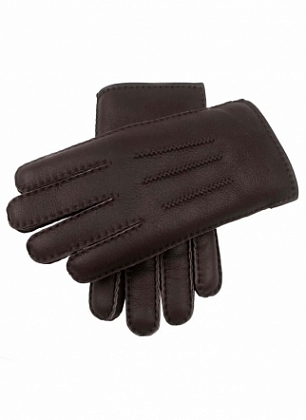 2Картинка Dents Lambskin Glove With Leather Finish Brown