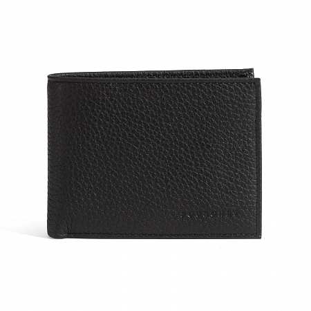 Pourchet ETHAN Cowhide Leather Double Billfold-Trifold-Coin Zip Case Black