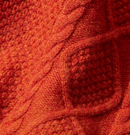 Osborne Lambswool Large Cable Butonned Mock Neck Ember