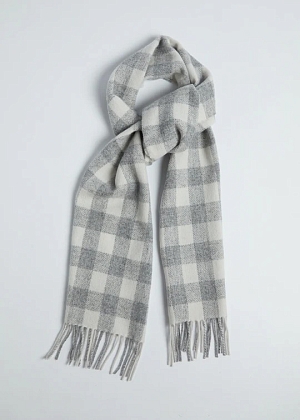 2Картинка Foxford Grey & White Check Lambswool Scarf