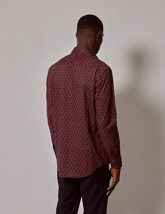 4Картинка Рубашка Hawes & Curtis Piccadilly Navy & Brown Geometric Chains Slim Shirt