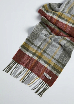 3Картинка Foxford Rust and Green Tartan Lambswool Scarf