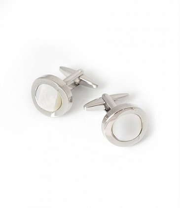 2Картинка Запонки Hawes & Curtis Clear Round Mother of Pearl Cufflinks
