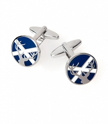 2Картинка Запонки Hawes & Curtis Navy and White Scottish Flag Whis Stag Cufflinks