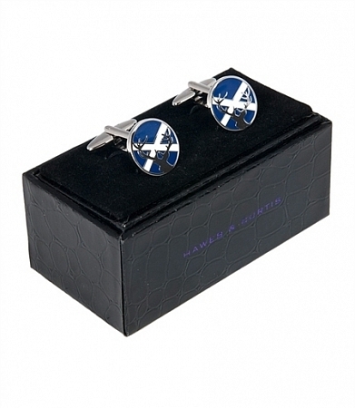 Hawes & Curtis Navy and White Scottish Flag Whis Stag Cufflinks